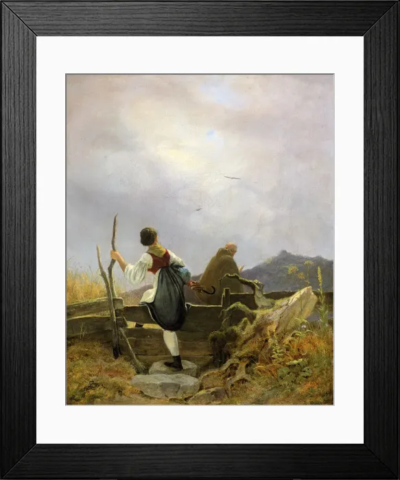 Framed Print : Dairymaid and Monk, 1838 Framed Print : Dairymaid and Monk, 1838