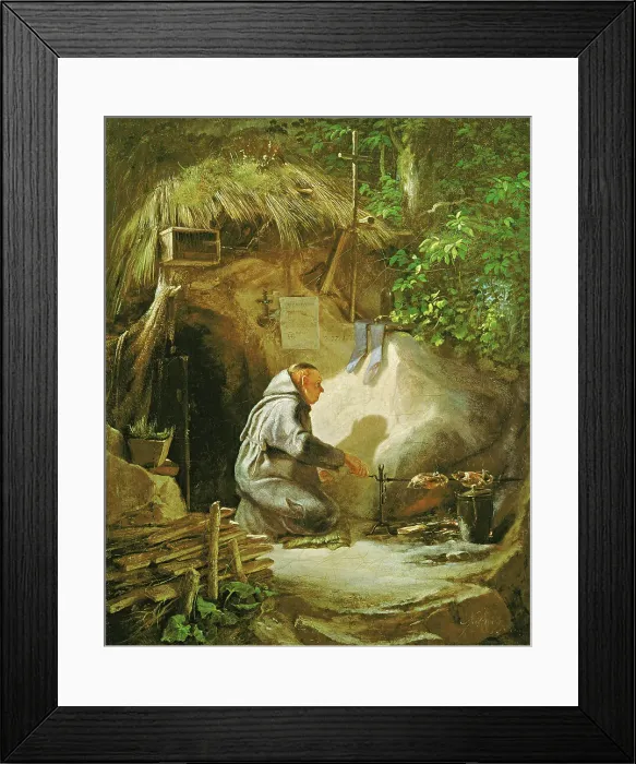 Framed Print : Hermit, Roasting a Chicken, 1841 Framed Print : Hermit, Roasting a Chicken, 1841