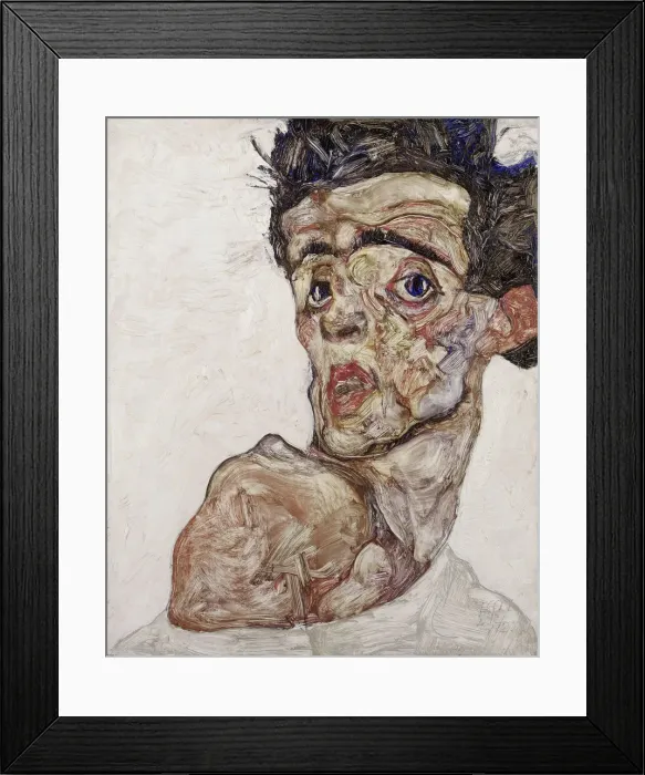 Framed Print : Self-Portrait with Raised Bare Shoulder, 1912 Framed Print : Self-Portrait with Raised Bare Shoulder, 1912