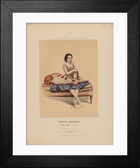 Framed Print : Prima ballerina Nadezhda Bogdanova (1836-1897) as Esmeralda in the Ballet La Esmeralda by C. Pugni Framed Print : Prima ballerina Nadezhda Bogdanova (1836-1897) as Esmeralda in the Ballet La Esmeralda by C. Pugni