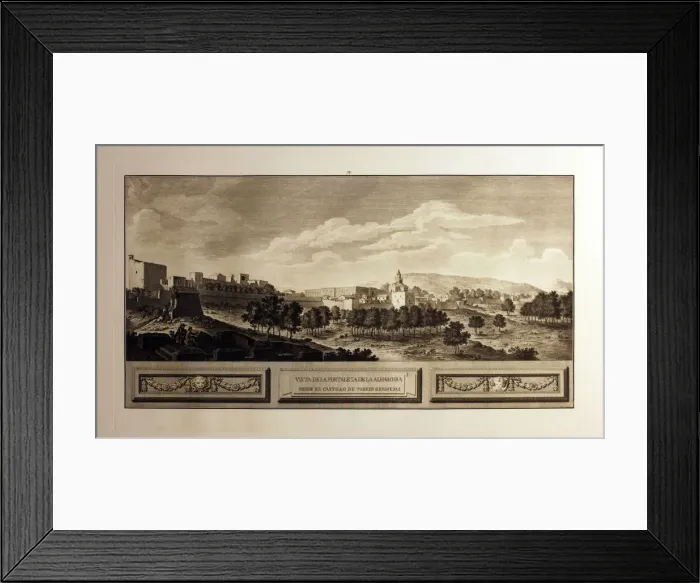 Framed Print : View of the fortress of the Alhambra from the Torres Bermejas castle, 1775 Framed Print : View of the fortress of the Alhambra from the Torres Bermejas castle, 1775