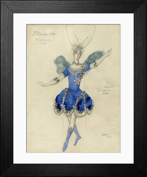 Framed Print : Costume design for the ballet Sleeping Beauty by P. Tchaikovsky, 1921