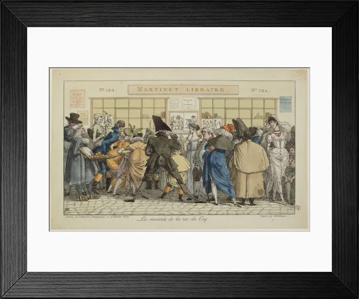 Framed Print : Dawdlers of the Rue du Coq or The Martinets printshop, c. 1810 Framed Print : Dawdlers of the Rue du Coq or The Martinets printshop, c. 1810