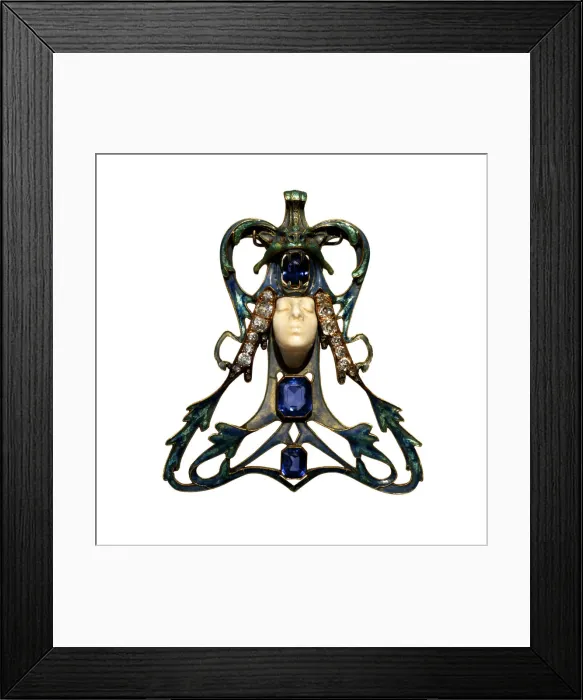 Framed Print : Female Face Pendant, 1897-1898