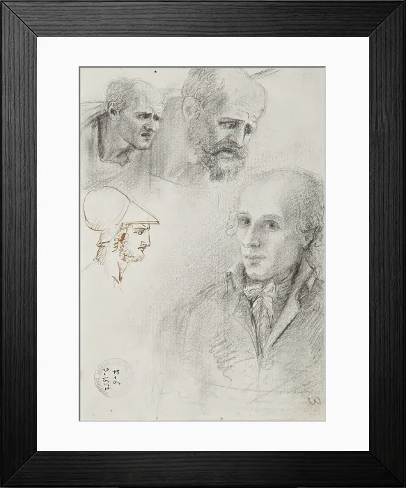 Framed Print : Self-portrait with heads sketches, ca 1792-1798 Framed Print : Self-portrait with heads sketches, ca 1792-1798