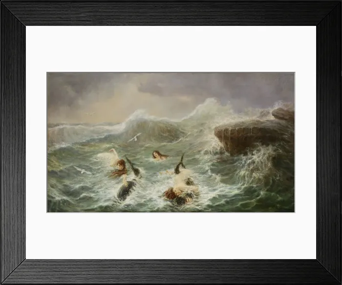 Framed Print : Playing with Dolphins, 1890s Framed Print : Playing with Dolphins, 1890s