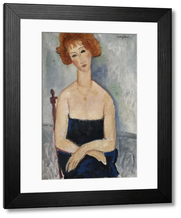 Framed Print : Red-headed Woman wearing a Pendant, 1918 Framed Print : Red-headed Woman wearing a Pendant, 1918