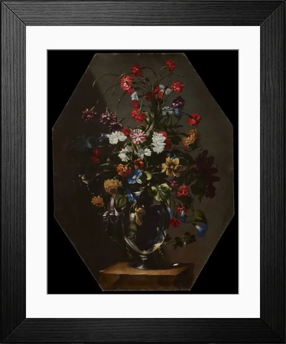 Framed Print : Carnations, dahlias and hyacinths in a vase, c. 1670 Framed Print : Carnations, dahlias and hyacinths in a vase, c. 1670