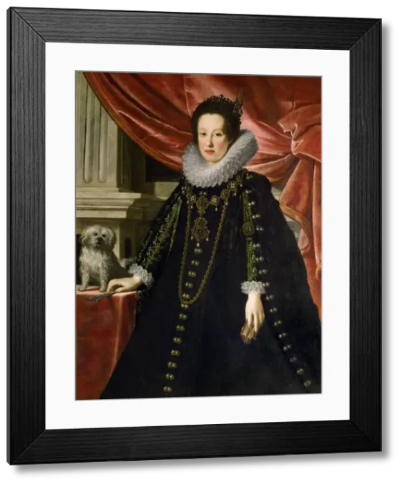 Framed Print : Anna de Medici (1616-1676), Archduchess of Austria, with a Lap Dog, c. 1630 Framed Print : Anna de Medici (1616-1676), Archduchess of Austria, with a Lap Dog, c. 1630