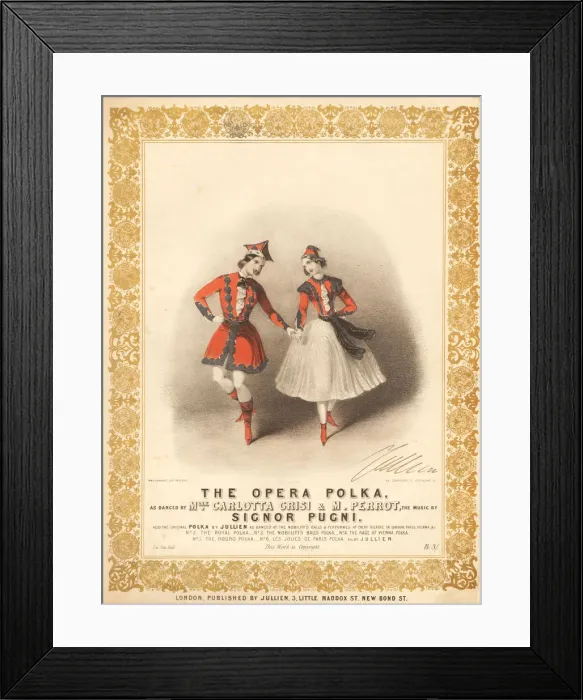Framed Print : Carlotta Grisi (1819-1899) and Jules Perrot (1810-1892) in La Polka by Cesare Pugni, Between 1844 a Framed Print : Carlotta Grisi (1819-1899) and Jules Perrot (1810-1892) in La Polka by Cesare Pugni, Between 1844 a