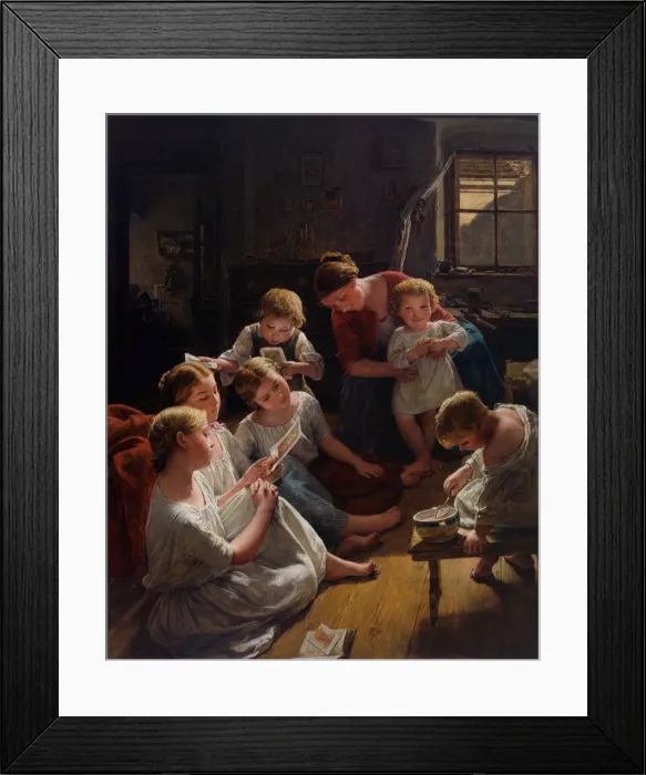 Framed Print : Children in the morning looking at pictures, 1853 Framed Print : Children in the morning looking at pictures, 1853