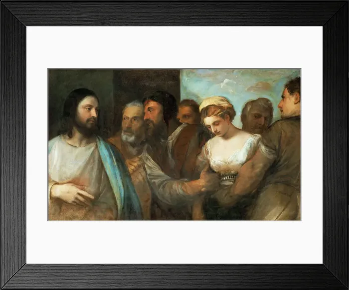 Framed Print : Christ and the Woman Taken in Adultery, c. 1520 Framed Print : Christ and the Woman Taken in Adultery, c. 1520