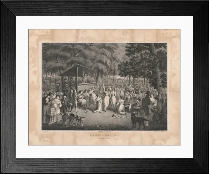 Framed Print : Camp meeting of the Methodists in North America, c. 1829 Framed Print : Camp meeting of the Methodists in North America, c. 1829