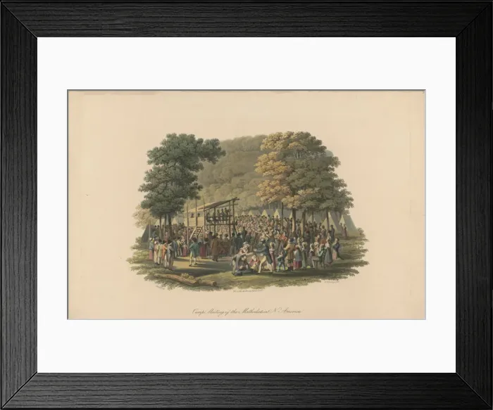Framed Print : Camp meeting of the Methodists in North America, ca 1819 Framed Print : Camp meeting of the Methodists in North America, ca 1819