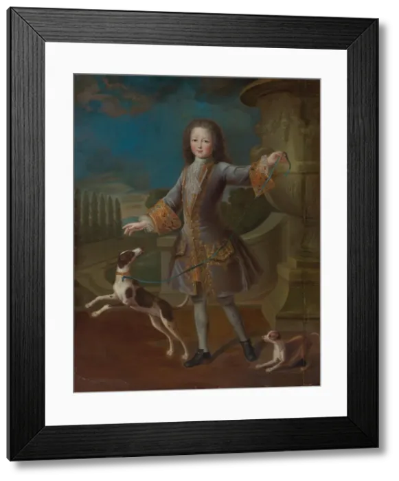 Framed Print : Louis XV of France (1710-1774) With Two Dogs Framed Print : Louis XV of France (1710-1774) With Two Dogs