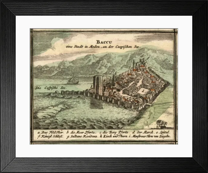 Framed Print : Map of Baku, 1762 Framed Print : Map of Baku, 1762