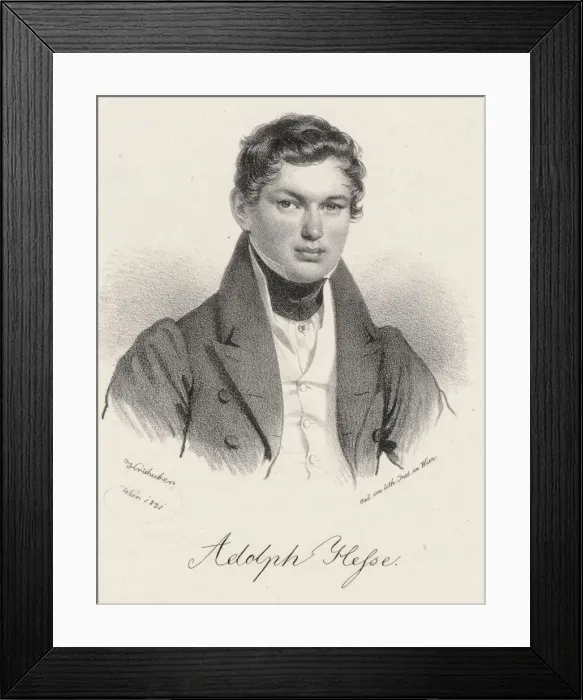 Framed Print : Portrait of the organist and composer Adolph Friedrich Hesse (1809-1863), 1831 Framed Print : Portrait of the organist and composer Adolph Friedrich Hesse (1809-1863), 1831