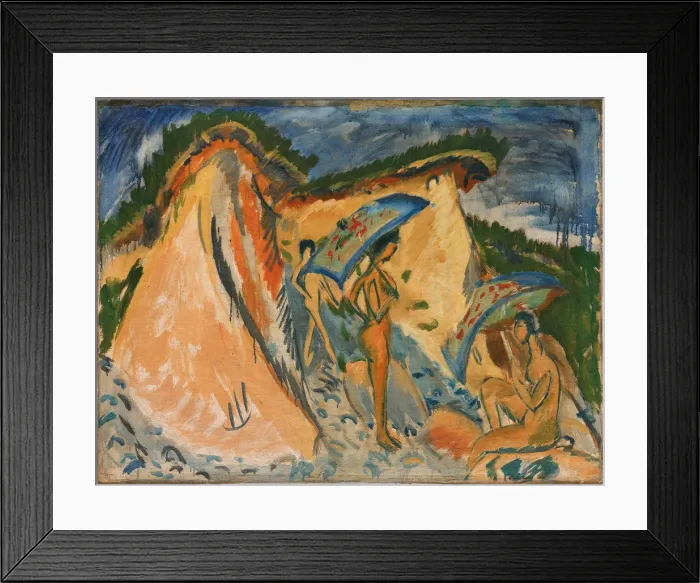 Framed Print : Fehmarn Dunes With Bathers Under Japanese Umbrellas, 1913 Framed Print : Fehmarn Dunes With Bathers Under Japanese Umbrellas, 1913