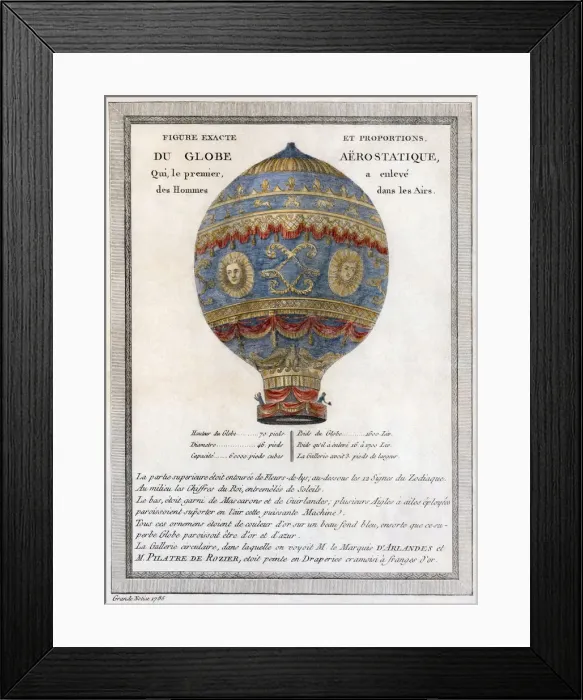 Framed Print : Figure and exact proportions of the Aerostatic Globe, 1786 Framed Print : Figure and exact proportions of the Aerostatic Globe, 1786