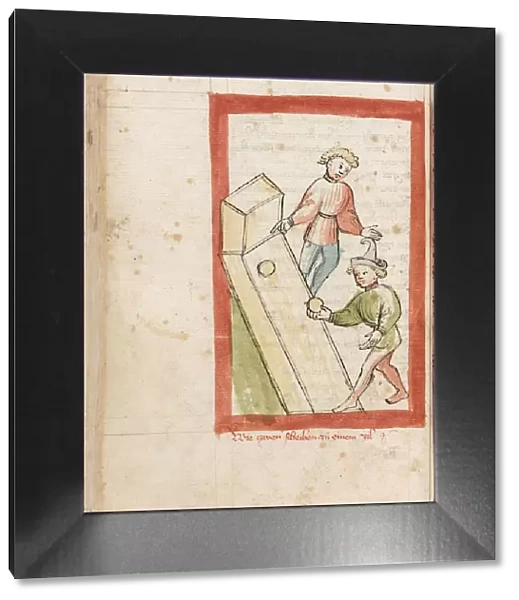 Two men bowling. From Der Renner by Hugo von Trimberg, 1411-1413