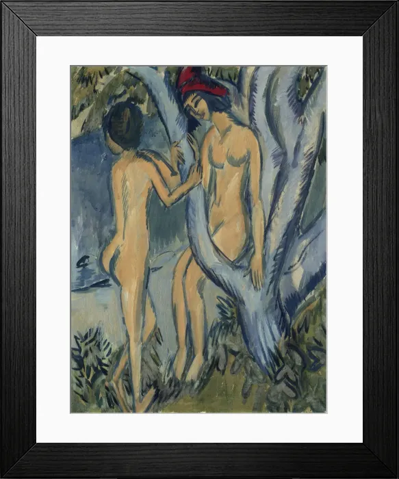 Framed Print : Two Nudes by a Tree, Fehmarn, 1912-1913 Framed Print : Two Nudes by a Tree, Fehmarn, 1912-1913