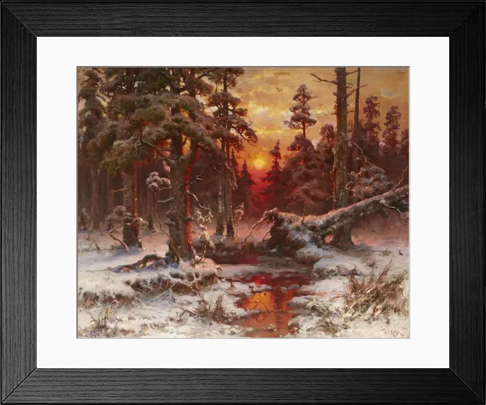 Framed Print : Winter sunset in a Pine Forest, 1898 Framed Print : Winter sunset in a Pine Forest, 1898