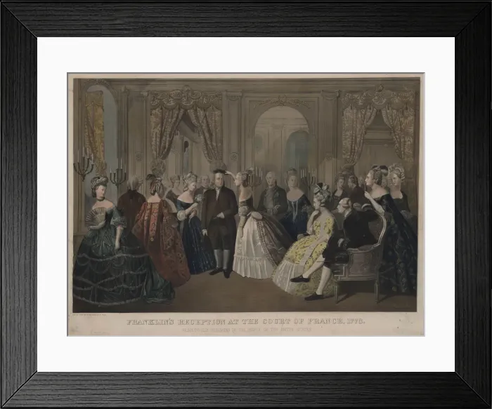 Framed Print : Franklins reception at the court of France, 1778, 1850s Framed Print : Franklins reception at the court of France, 1778, 1850s