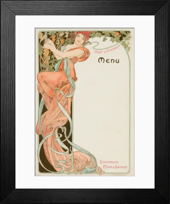 Framed Print : Champagne Moet & Chandon Menu, 1899 Framed Print : Champagne Moet & Chandon Menu, 1899
