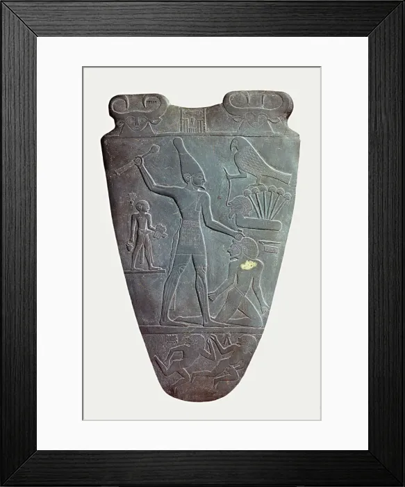 Framed Print : The Narmer Palette (verso), ca 31st century BC Framed Print : The Narmer Palette (verso), ca 31st century BC