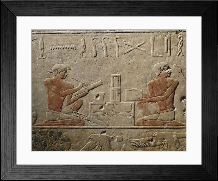 Framed Print : Two Scribes. Relief from Mastaba of Akhethotep at Saqqara, Old Kingdom, 5th Dynasty Framed Print : Two Scribes. Relief from Mastaba of Akhethotep at Saqqara, Old Kingdom, 5th Dynasty