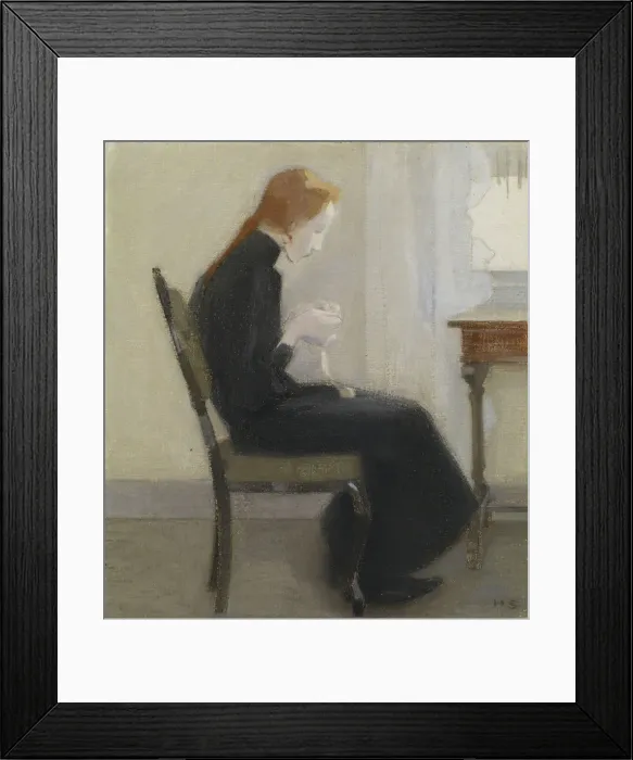 Framed Print : Girl crocheting, 1904 Framed Print : Girl crocheting, 1904