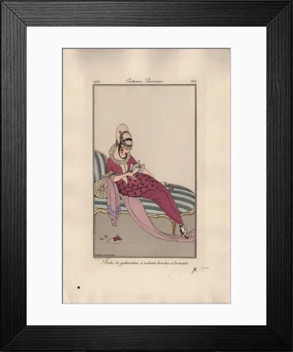 Framed Print : Handmade Embroidered Gabardine Dress with Ruffles, 1914 Framed Print : Handmade Embroidered Gabardine Dress with Ruffles, 1914
