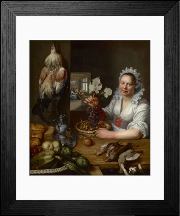 Framed Print : Kitchen scene with Christ at Emmaus, Between 1615 and 1620 Framed Print : Kitchen scene with Christ at Emmaus, Between 1615 and 1620