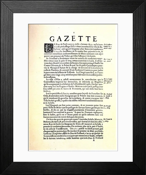 Framed Print : La Gazette (Gazette de France), 1631 Framed Print : La Gazette (Gazette de France), 1631