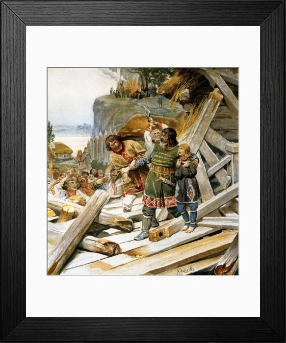 Framed Print : Murder of Theodore the Varangian and his son John, 1903 Framed Print : Murder of Theodore the Varangian and his son John, 1903