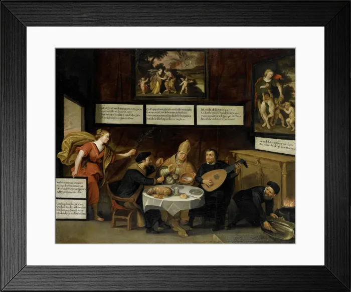 Framed Print : Peace commends the churches for tolerance, ca 1600-1610 Framed Print : Peace commends the churches for tolerance, ca 1600-1610