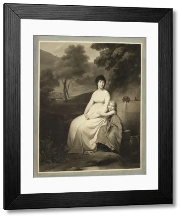 Framed Print : Portrait of Theresa Tallien and her daughter in a park, 1810s Framed Print : Portrait of Theresa Tallien and her daughter in a park, 1810s