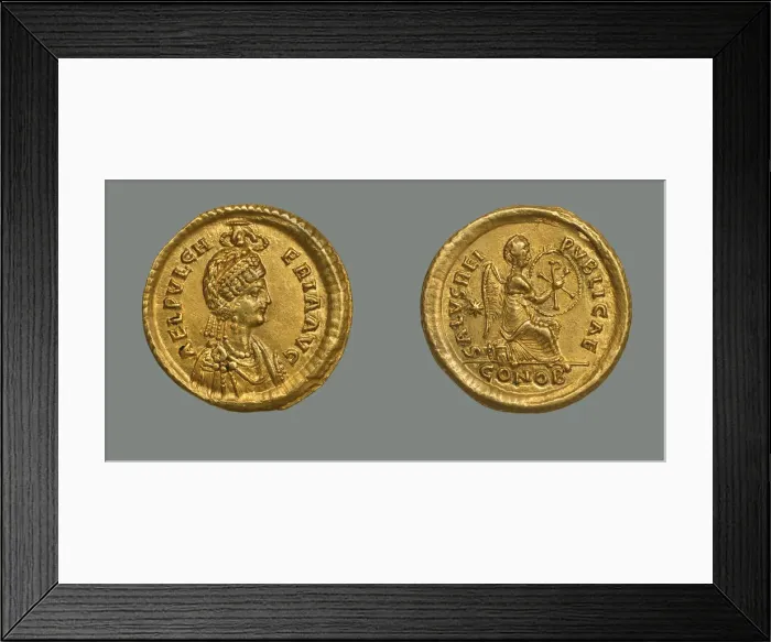 Framed Print : Solidus of Empress Aelia Pulcheria (399-453), 414-453 Framed Print : Solidus of Empress Aelia Pulcheria (399-453), 414-453