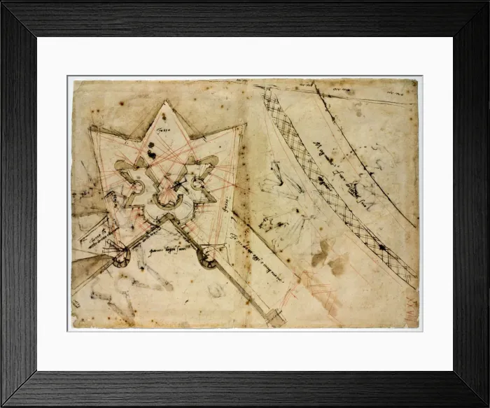 Framed Print : Study for the fortifications of Porta al Prato di Ognissanti in Florence, ca 1529 Framed Print : Study for the fortifications of Porta al Prato di Ognissanti in Florence, ca 1529