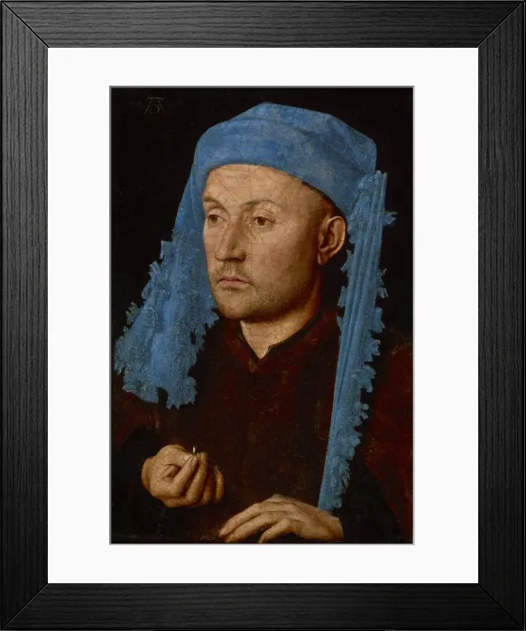 Framed Print : Portrait of a man with a blue chaperon (Man with Ring), ca 1429 Framed Print : Portrait of a man with a blue chaperon (Man with Ring), ca 1429