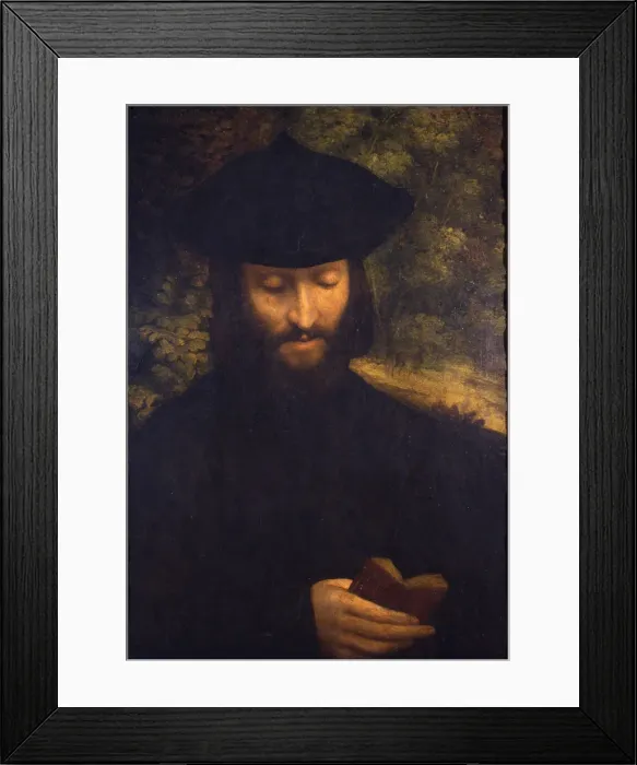 Framed Print : Portrait of a reading man, ca 1522 Framed Print : Portrait of a reading man, ca 1522