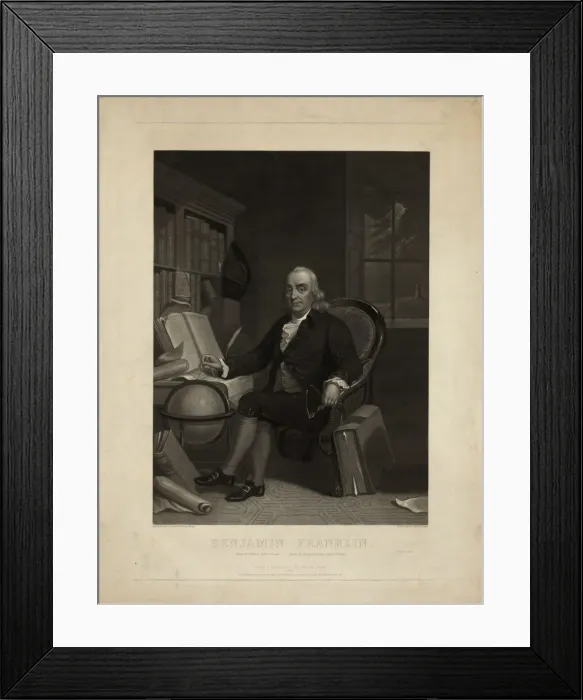 Framed Print : Portrait of Benjamin Franklin, 1847 Framed Print : Portrait of Benjamin Franklin, 1847