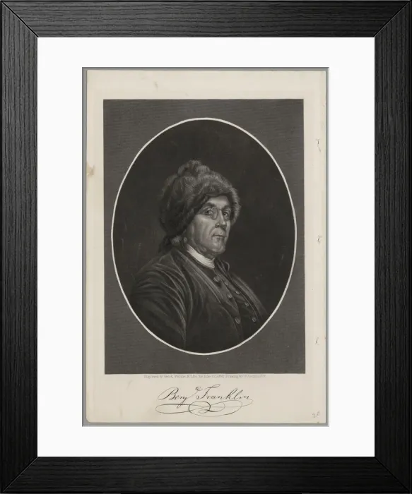 Framed Print : Portrait of Benjamin Franklin, 1870 Framed Print : Portrait of Benjamin Franklin, 1870