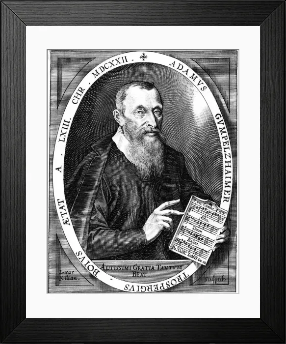 Framed Print : Portrait of the composer Adam Gumpelzhaimer (1559-1625), 1622 Framed Print : Portrait of the composer Adam Gumpelzhaimer (1559-1625), 1622