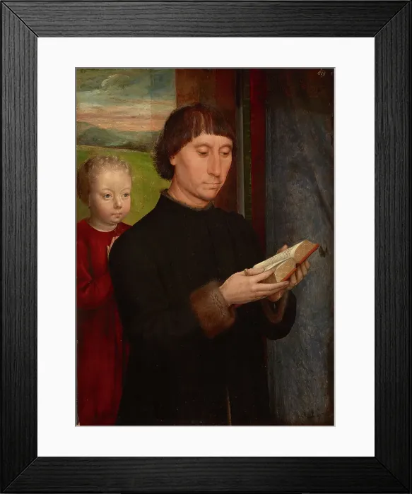 Framed Print : Praying man with his deceased son, 1475-1480 Framed Print : Praying man with his deceased son, 1475-1480