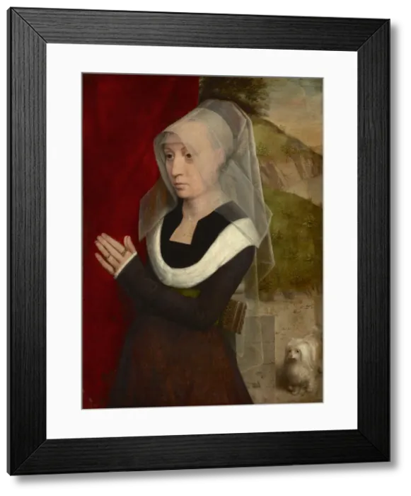 Framed Print : Praying woman with her dog, 1475-1480 Framed Print : Praying woman with her dog, 1475-1480