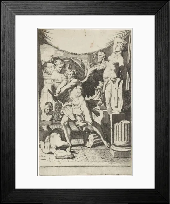 Framed Print : Prudence prevents time from destroying ancient art, 1670s Framed Print : Prudence prevents time from destroying ancient art, 1670s