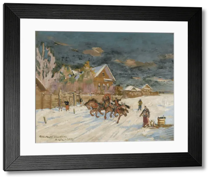 Framed Print : Russian village in winter, 1915 Framed Print : Russian village in winter, 1915