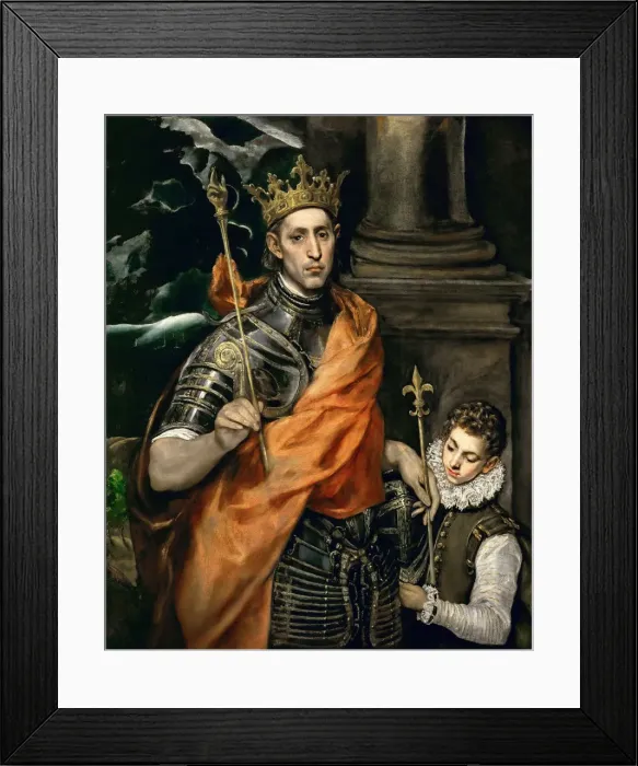 Framed Print : Saint Louis IX of France with a Page, End of 16th cen Framed Print : Saint Louis IX of France with a Page, End of 16th cen