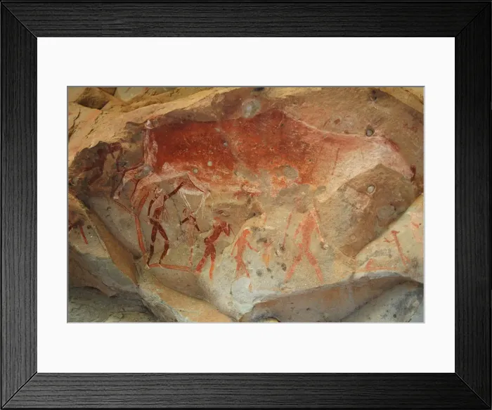 Framed Print : San rock painting in the Drakensberg Mountains in South Africa Framed Print : San rock painting in the Drakensberg Mountains in South Africa